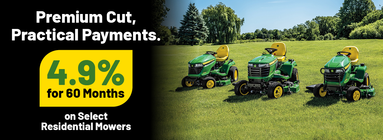4.9% for 60 months on select residential Mowers